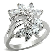 SS018 - Silver 925 Sterling Silver Ring with AAA Grade CZ  in Clear-0