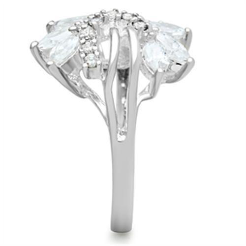 SS018 - Silver 925 Sterling Silver Ring with AAA Grade CZ  in Clear-3