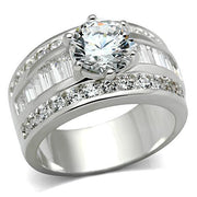 SS019 - Silver 925 Sterling Silver Ring with AAA Grade CZ  in Clear-0