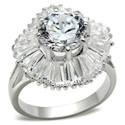 SS020 - Silver 925 Sterling Silver Ring with AAA Grade CZ  in Clear-0
