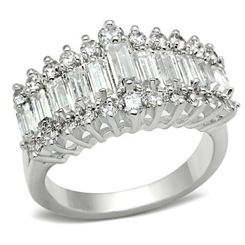 SS021 - Silver 925 Sterling Silver Ring with AAA Grade CZ  in Clear-0