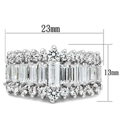 SS021 - Silver 925 Sterling Silver Ring with AAA Grade CZ  in Clear-1