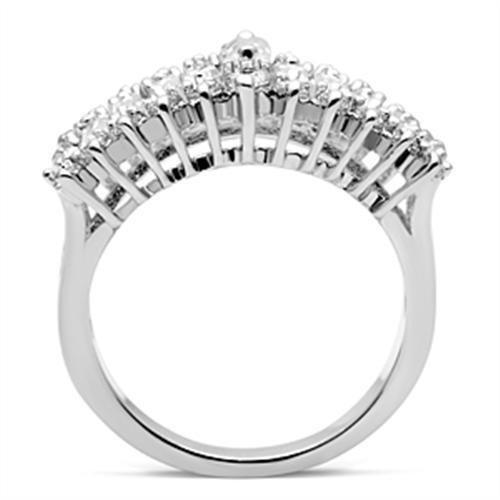 SS021 - Silver 925 Sterling Silver Ring with AAA Grade CZ  in Clear-2
