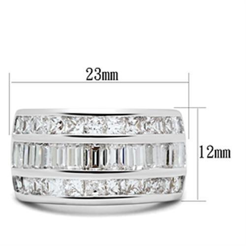 SS022 - Silver 925 Sterling Silver Ring with AAA Grade CZ  in Clear-1
