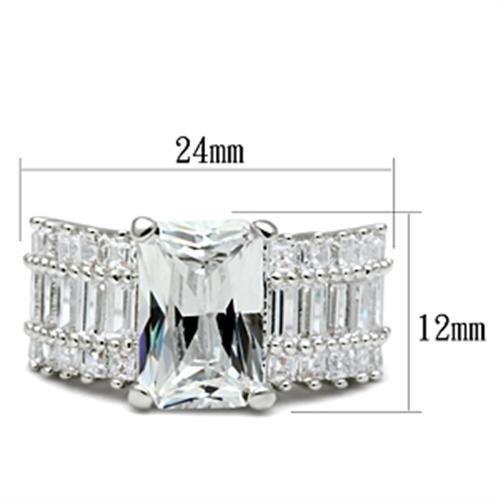 SS023 - Silver 925 Sterling Silver Ring with AAA Grade CZ  in Clear-1