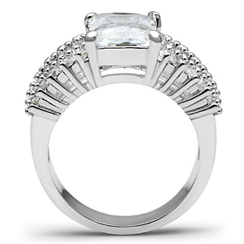 SS023 - Silver 925 Sterling Silver Ring with AAA Grade CZ  in Clear-2
