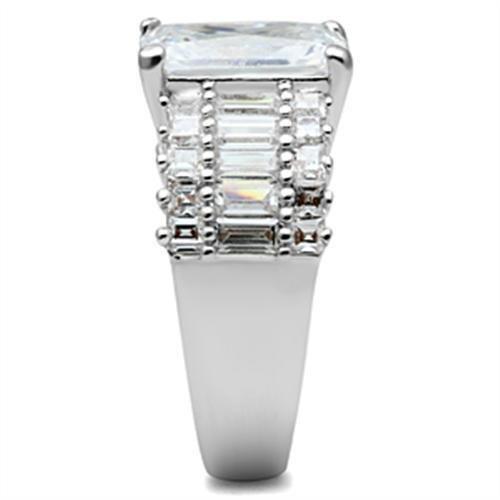 SS023 - Silver 925 Sterling Silver Ring with AAA Grade CZ  in Clear-3