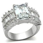 SS023 - Silver 925 Sterling Silver Ring with AAA Grade CZ  in Clear-0