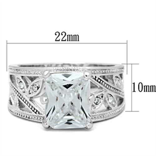 SS024 - Silver 925 Sterling Silver Ring with AAA Grade CZ  in Clear-1