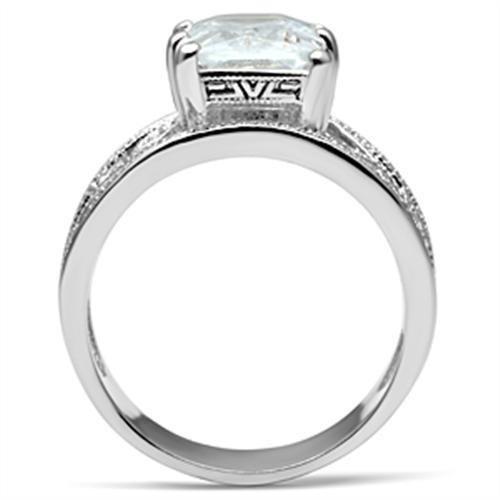 SS024 - Silver 925 Sterling Silver Ring with AAA Grade CZ  in Clear-2