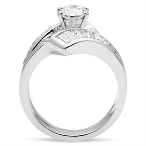 SS025 - Silver 925 Sterling Silver Ring with AAA Grade CZ  in Clear-2