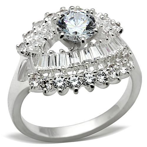 SS026 - Silver 925 Sterling Silver Ring with AAA Grade CZ  in Clear-0
