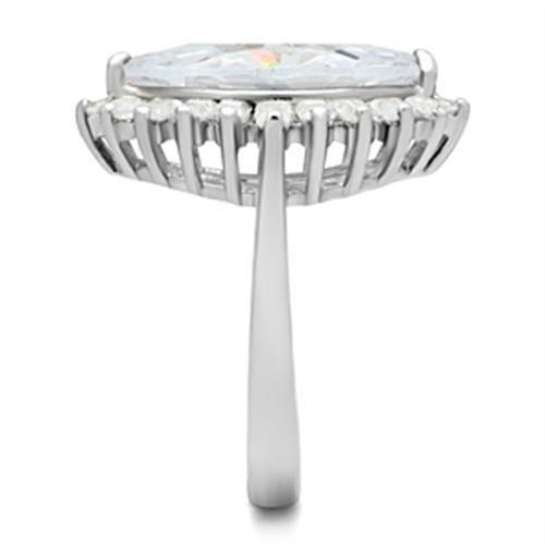 SS027 - Silver 925 Sterling Silver Ring with AAA Grade CZ  in Clear-3