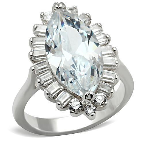 SS027 - Silver 925 Sterling Silver Ring with AAA Grade CZ  in Clear-0