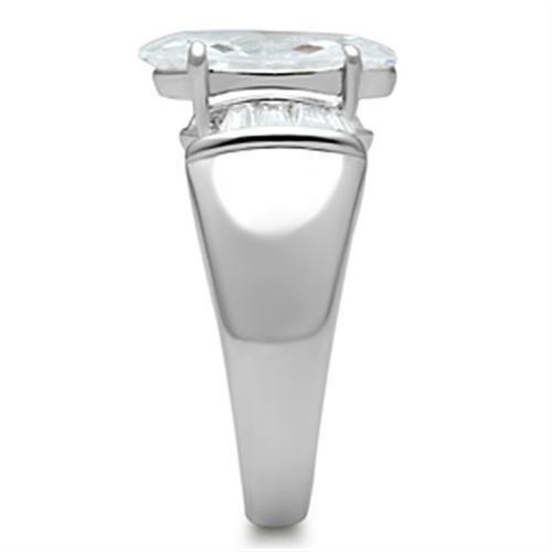 SS028 - Silver 925 Sterling Silver Ring with AAA Grade CZ  in Clear-3