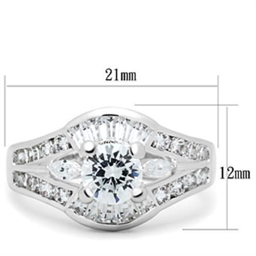 SS030 - Silver 925 Sterling Silver Ring with AAA Grade CZ  in Clear-1
