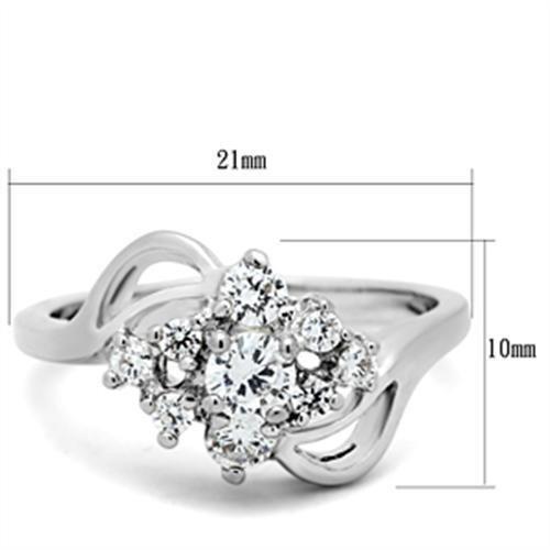 SS032 - Silver 925 Sterling Silver Ring with AAA Grade CZ  in Clear-1