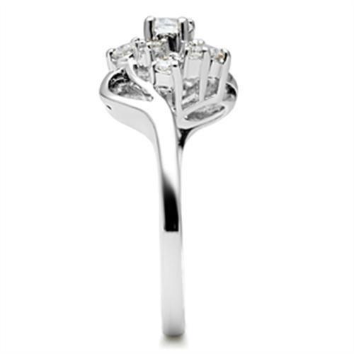 SS032 - Silver 925 Sterling Silver Ring with AAA Grade CZ  in Clear-3