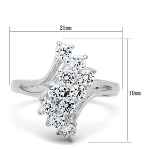 SS033 - Silver 925 Sterling Silver Ring with AAA Grade CZ  in Clear-1