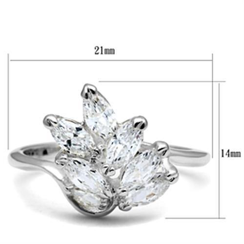 SS034 - Silver 925 Sterling Silver Ring with AAA Grade CZ  in Clear-1