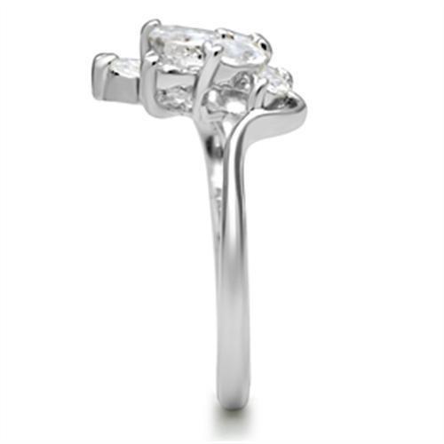 SS034 - Silver 925 Sterling Silver Ring with AAA Grade CZ  in Clear-3