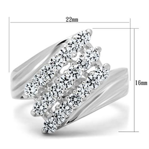 SS035 - Silver 925 Sterling Silver Ring with AAA Grade CZ  in Clear-1