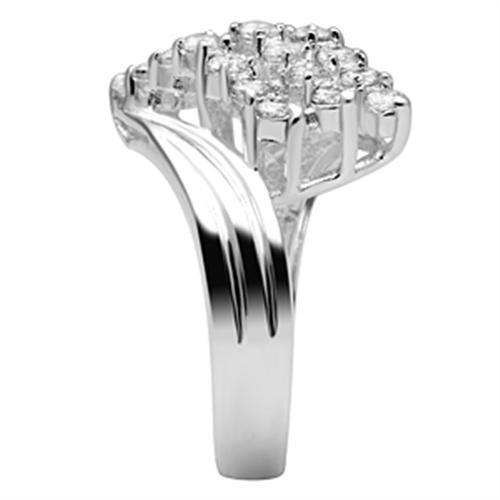 SS035 - Silver 925 Sterling Silver Ring with AAA Grade CZ  in Clear-3