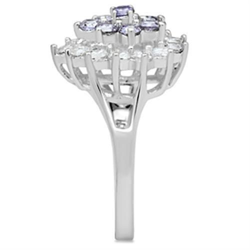 SS037 - Silver 925 Sterling Silver Ring with AAA Grade CZ  in Multi Color-3