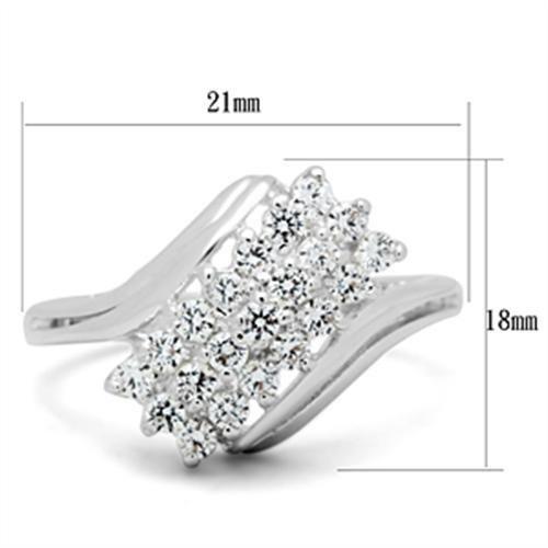 SS038 - Silver 925 Sterling Silver Ring with AAA Grade CZ  in Clear-1