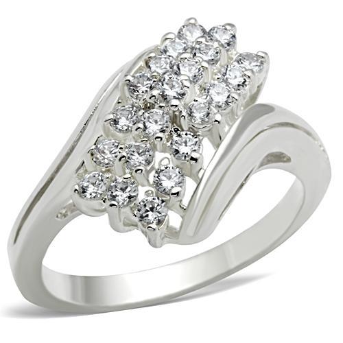 SS038 - Silver 925 Sterling Silver Ring with AAA Grade CZ  in Clear-0