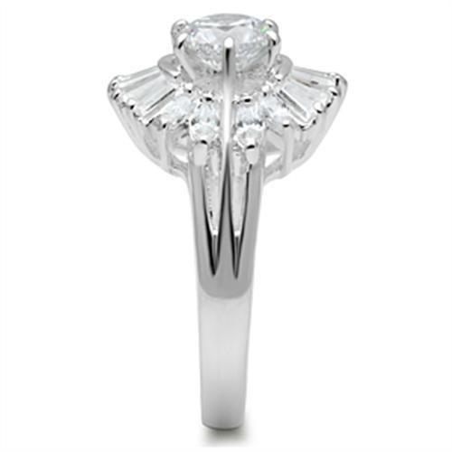 SS039 - Silver 925 Sterling Silver Ring with AAA Grade CZ  in Clear-3