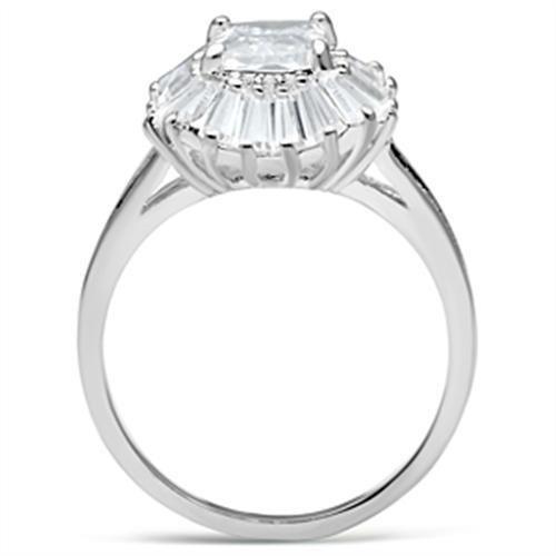 SS040 - Silver 925 Sterling Silver Ring with AAA Grade CZ  in Clear-2