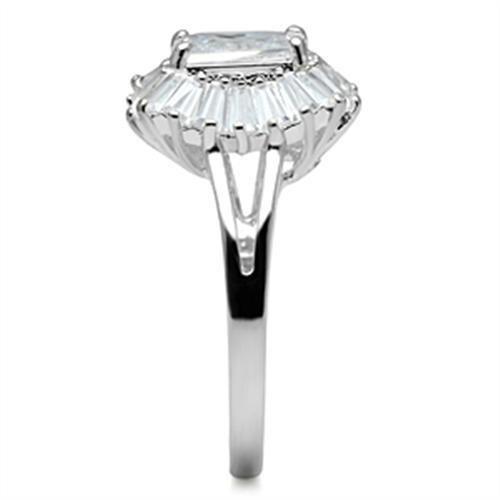 SS040 - Silver 925 Sterling Silver Ring with AAA Grade CZ  in Clear-3