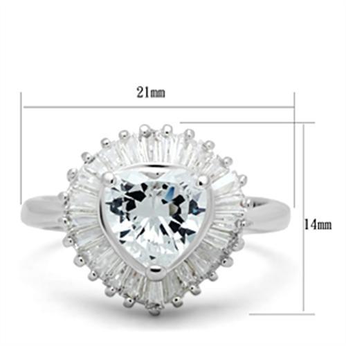 SS041 - Silver 925 Sterling Silver Ring with AAA Grade CZ  in Clear-1