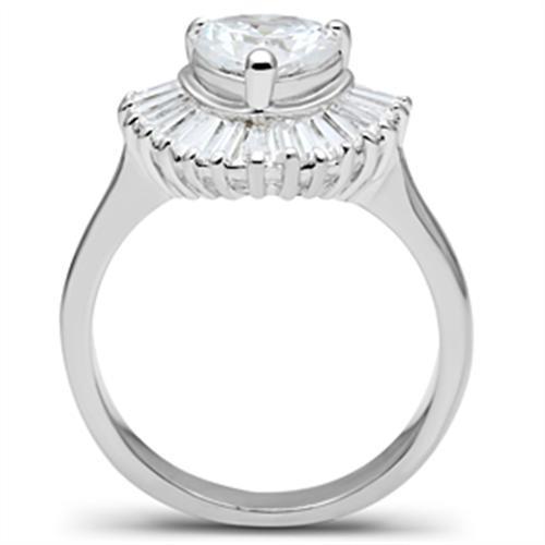 SS041 - Silver 925 Sterling Silver Ring with AAA Grade CZ  in Clear-2