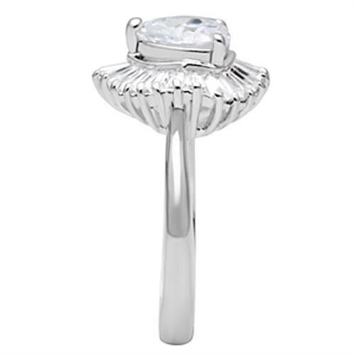 SS041 - Silver 925 Sterling Silver Ring with AAA Grade CZ  in Clear-3