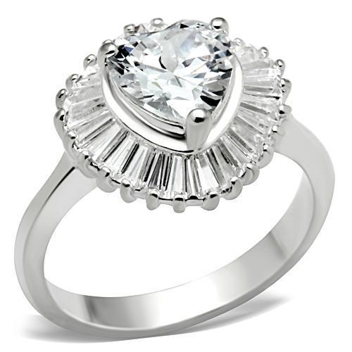 SS041 - Silver 925 Sterling Silver Ring with AAA Grade CZ  in Clear-0