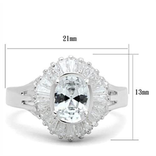 SS042 - Silver 925 Sterling Silver Ring with AAA Grade CZ  in Clear-1
