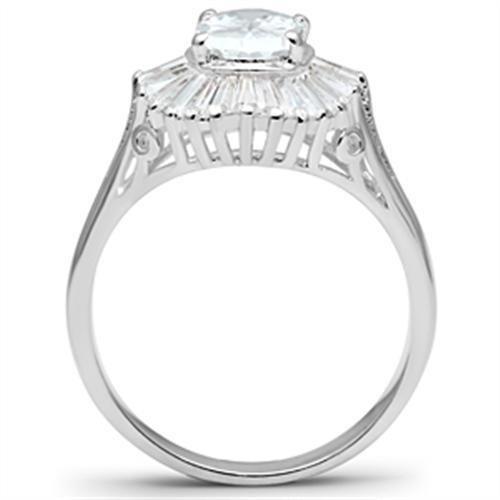 SS042 - Silver 925 Sterling Silver Ring with AAA Grade CZ  in Clear-2