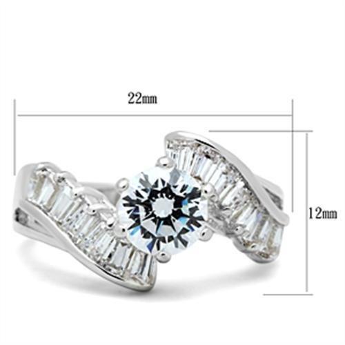 SS043 - Silver 925 Sterling Silver Ring with AAA Grade CZ  in Clear-1
