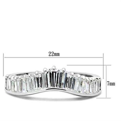 SS044 - Silver 925 Sterling Silver Ring with AAA Grade CZ  in Clear-1