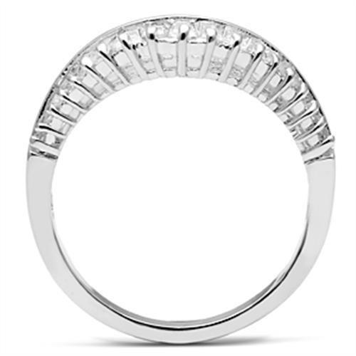 SS044 - Silver 925 Sterling Silver Ring with AAA Grade CZ  in Clear-2