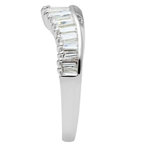 SS044 - Silver 925 Sterling Silver Ring with AAA Grade CZ  in Clear-3