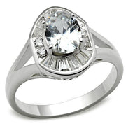 SS046 - Silver 925 Sterling Silver Ring with AAA Grade CZ  in Clear-0