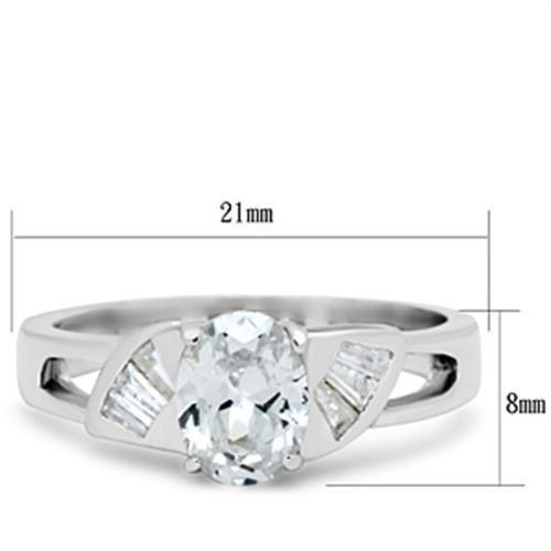 SS048 - Silver 925 Sterling Silver Ring with AAA Grade CZ  in Clear-1