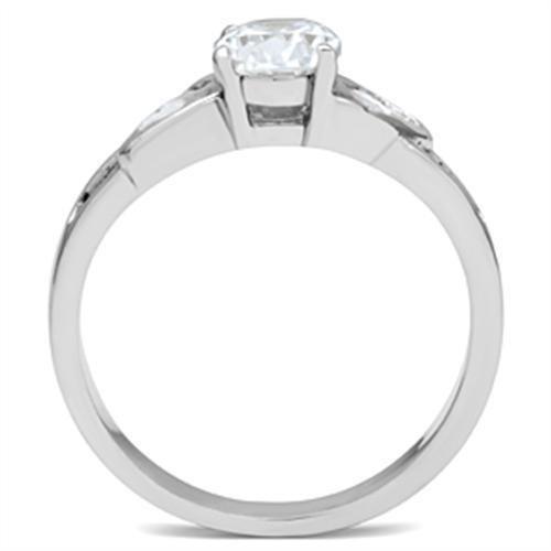 SS048 - Silver 925 Sterling Silver Ring with AAA Grade CZ  in Clear-2
