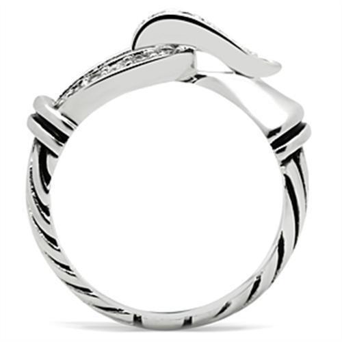 SS050 - Silver 925 Sterling Silver Ring with AAA Grade CZ  in Clear-2