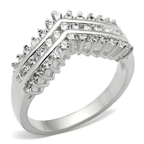 SS051 - Silver 925 Sterling Silver Ring with AAA Grade CZ  in Clear-0