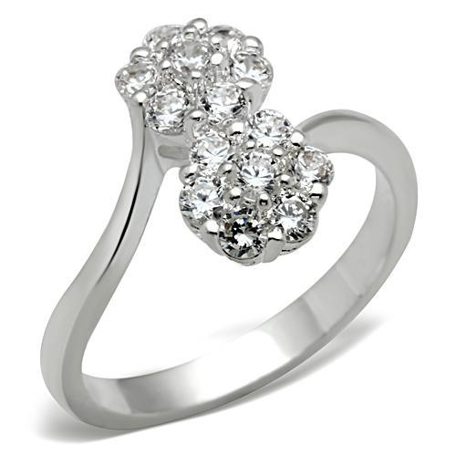 SS052 - Silver 925 Sterling Silver Ring with AAA Grade CZ  in Clear-0