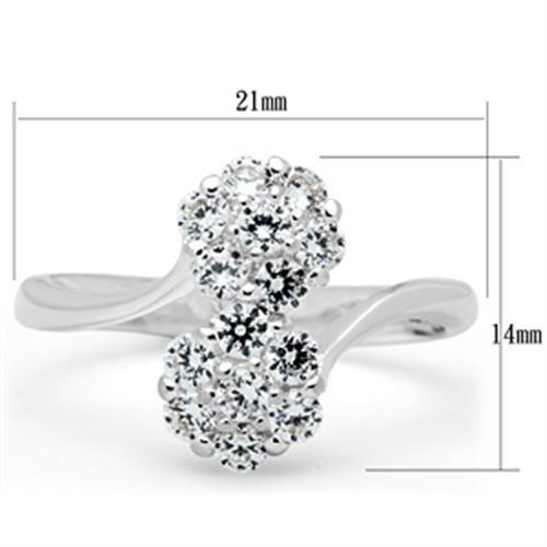 SS052 - Silver 925 Sterling Silver Ring with AAA Grade CZ  in Clear-1